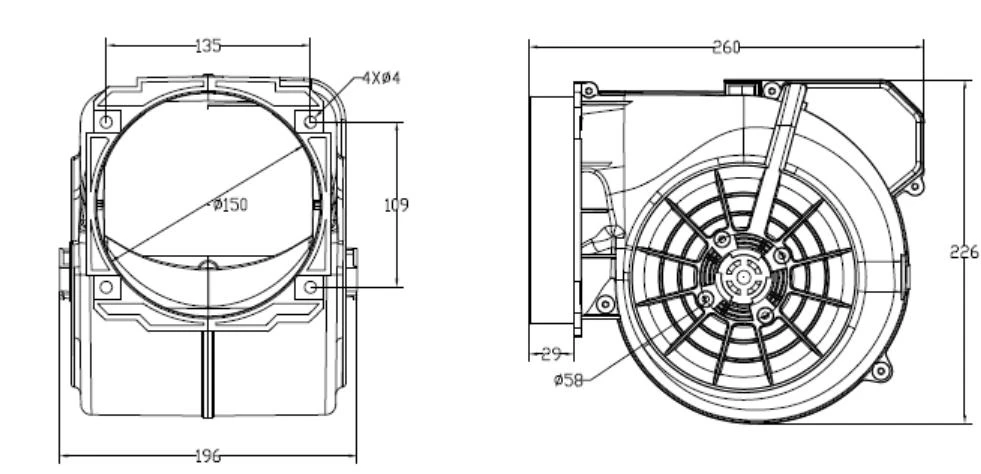 Double inlet centrifugal blower fan